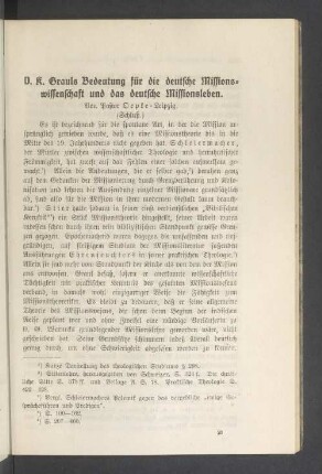D. K. Grauls Bedeutung für die deutsche Missionswissenschaft und das deutsche Missionsleben (Schluß)