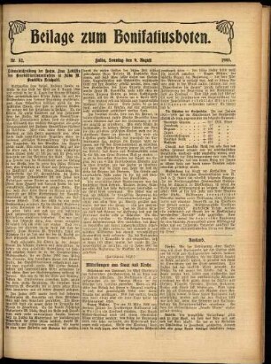 Zweite Ausgabe vom Sonntag, den 09. August 1908.