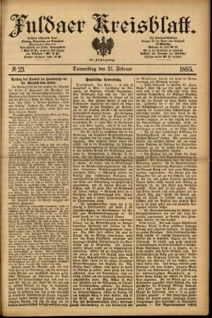 Erste Ausgabe vom Donnerstag, den 21. Februar 1895.