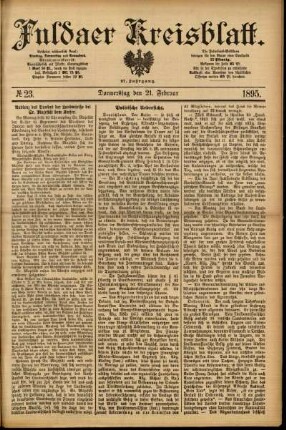 Erste Ausgabe vom Donnerstag, den 21. Februar 1895.