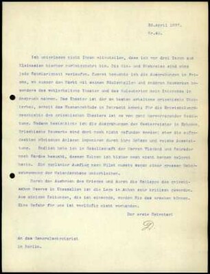 Bericht des ersten Sekretars an das General-Sekretariat