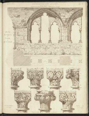 Kreuzgang des Domes von Halberstadt. Maßwerkfenster, Kapitelle