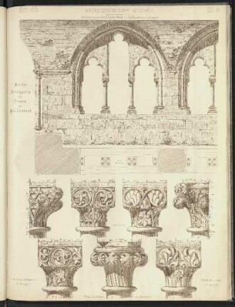 Kreuzgang des Domes von Halberstadt. Maßwerkfenster, Kapitelle