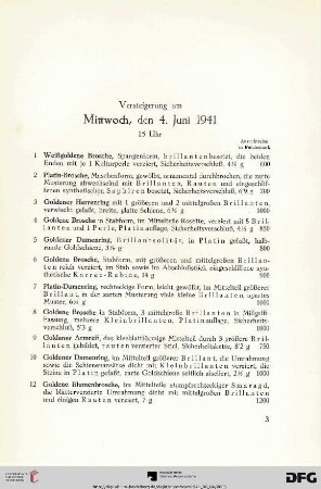 Versteigerung am Mittwoch, den 4. Juni 1941. 15 Uhr (Nr. 1-87)