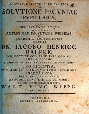 Disp. inaug. iur. de solutione pecuniae pupillaris