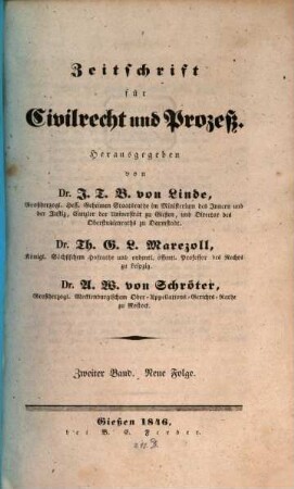 Zeitschrift für Civilrecht und Prozeß. 2, 2. 1846