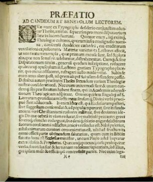 Præfatio Ad Candidum Et Benevolum Lectorem.