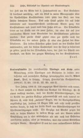 314-317 [Rezension] Realencyklopädie [Realenzyklopädie] für protestantische Theologie und Kirche; II. und III. Band
