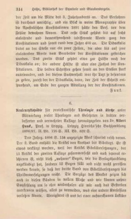 314-317 [Rezension] Realencyklopädie [Realenzyklopädie] für protestantische Theologie und Kirche; II. und III. Band