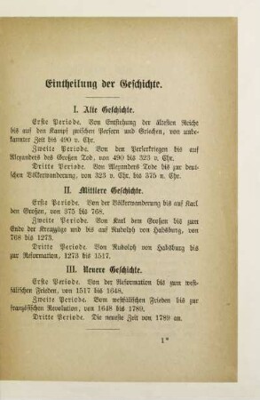Eintheilung der Geschichte