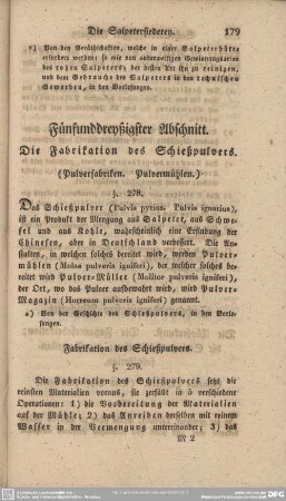 Fünfunddreyßigster Abschnitt. Die Fabrikation des Schießpulvers