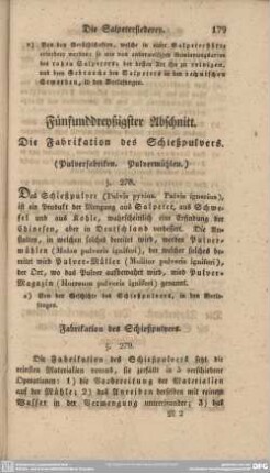 Fünfunddreyßigster Abschnitt. Die Fabrikation des Schießpulvers