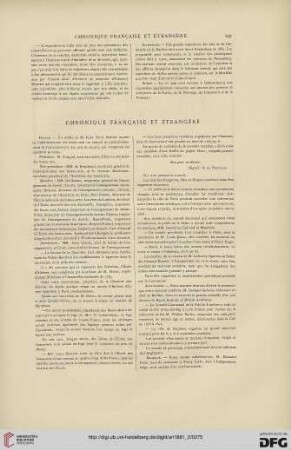 Chronique française et étrangère
