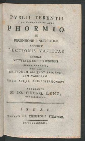Publii Terentii Carthaginiensis Afri Phormio
