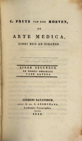 De arte medica : libri duo ad tirones, 2,2. De morbis chronicis