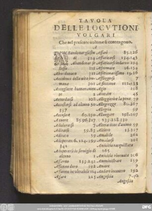 Tavola Delle Locutioni Volgari Che nel presente volume si contengono.