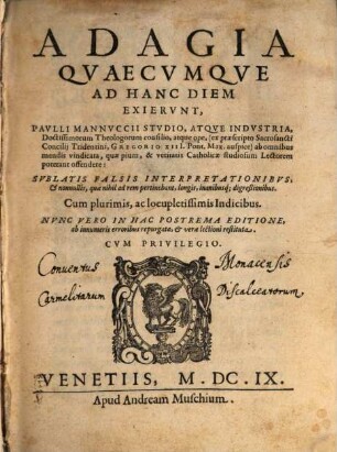 Adagia optimorum ... scriptorum omnia ...