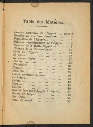 Table des Matières
