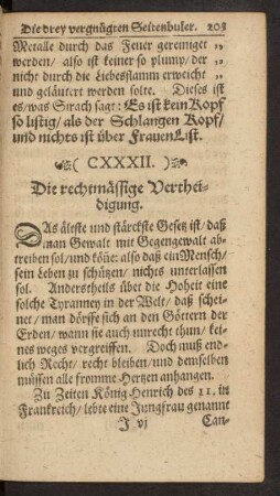 (CXXXII.) Die rechtmässige Vertheidigung.