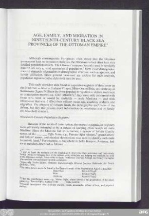 Age, Family, And Migration In Nineteenth-Century Black Sea Provinces Of The Ottoman Empire