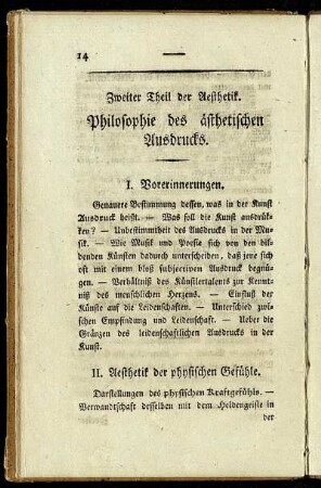 Zweiter Theil der Aesthetik. Philosophie des ästhetischen Ausdrucks.