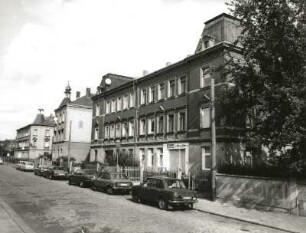 Dresden-Kaditz, Wächterstraße 46/44. Doppelwohnhaus mit Ladeneinbauten (um 1900). Straßenansicht von Südwesten