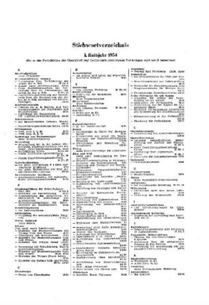 Stichwortverzeichnis 1. Halbjahr 1954