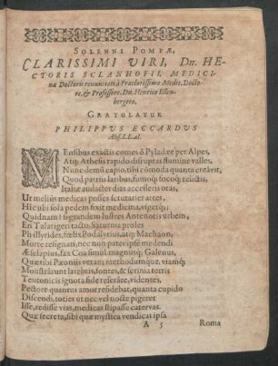 Solenni Pompae, Clarissimi Viri, Dn. Hectoris Sclanhofii ...