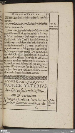 Membrum Quartum. Profice Ulterius Studio consectandi justitiam & virtutem