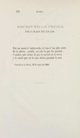 126, Escrit en la pedra de unas ruinas.
