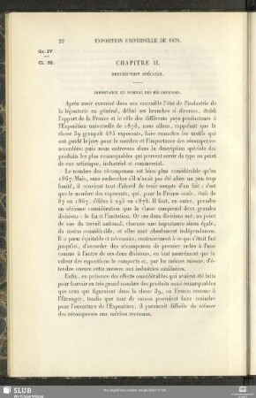 Chapitre II. Description Spéciale