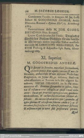 XI. Superint. M. Godofredus Andreae