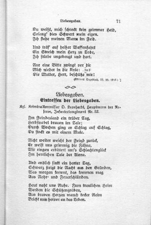 Eintreffen der Liebesgaben.