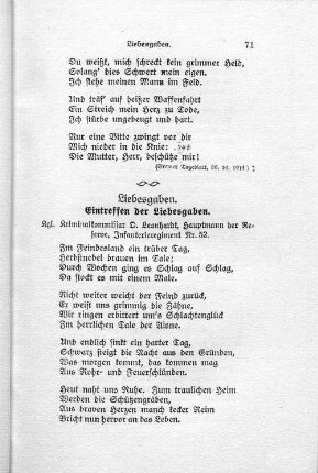Eintreffen der Liebesgaben.