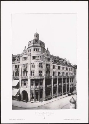 Hotel Erbprinz, Karlsruhe: Ansicht (aus: Moderne Neubauten, 4.Jg., 1898ff, hrsg. W. Kick)
