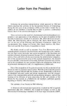11-14, Letter from the President
