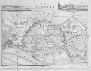 Grundriss von Hamburg, nach dem unglücklichen Brande von 5ten May bis den 9ten 1842.