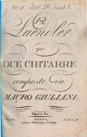 12 Ländler per due chitarre : raccolta seconda ; opera 80