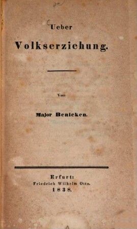 Ueber Volkserziehung