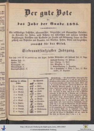 Der gute Bote für das Jahr der Gnade 1895.