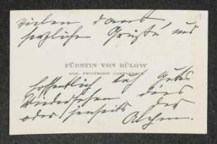 Brief von Maria von Bülow an Gerhart Hauptmann