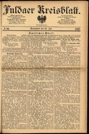 Erste Ausgabe vom Samstag, den 24. Juli 1897.