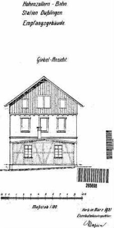 Dußlingen: Empfangsgebäude Giebelansicht