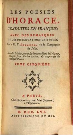 Les Poësies d'Horace, 5