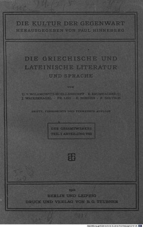 Die griechische und lateinische Literatur und Sprache