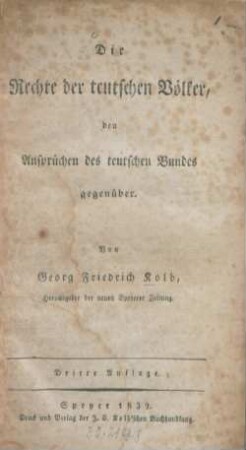 Die Rechte der teutschen Völker den Ansprüchen des teutschen Bundes gegenüber