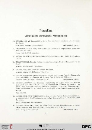 Porzellan. Verschiedene europäische Manufakturen (Nr. 18-37)
