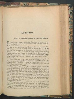 Sobre la condición presente de las letras italianas
