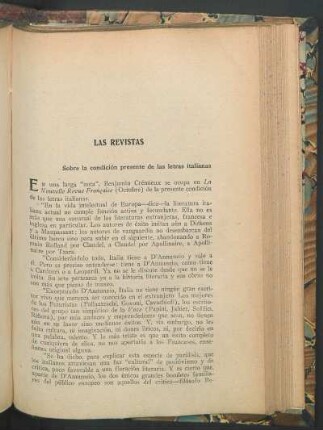 Sobre la condición presente de las letras italianas