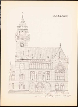 Rathaus: Ansicht (aus: Drucke von Seminararbeiten der Königlich Technischen Hochschule Berlin, Bd. I)